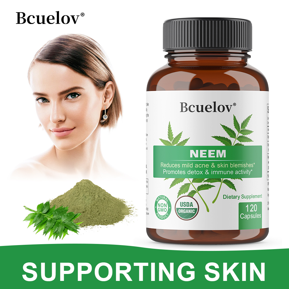 Herbal Wellness - Bio-Neemblatt-Kapseln, Pflanzliches Antioxidans-Nahrungsergänzungsmittel für Klare Haut,