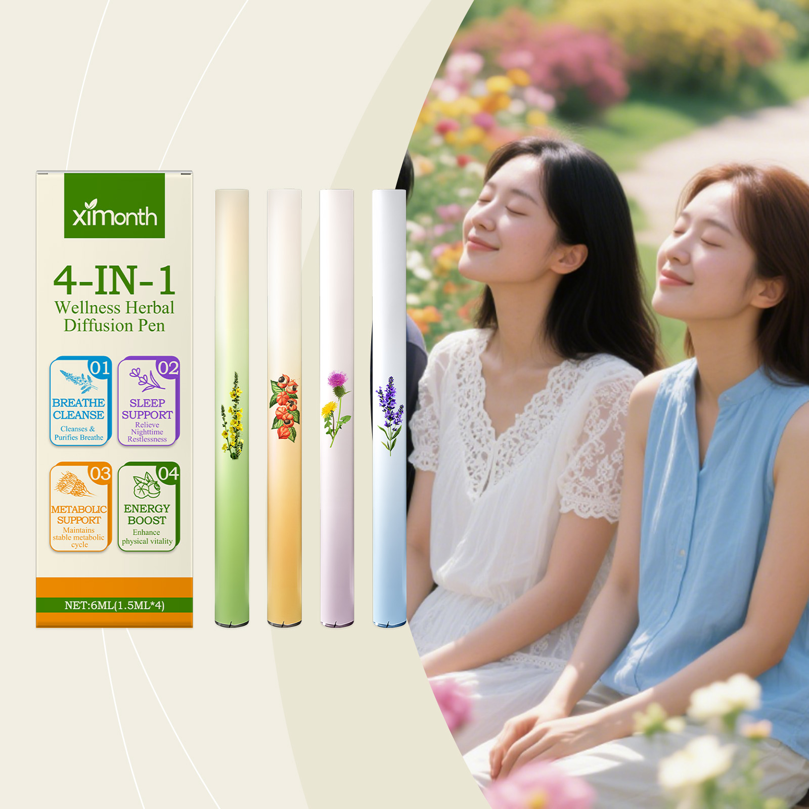 Herbal Wellness - 4-in-1-Kombi-Stick mit Kräuterenergie, natürliche Wellness-Unterstützung, Fokus,